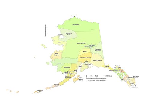 Alaska Borough Map with Borough Seat Cities - Geology