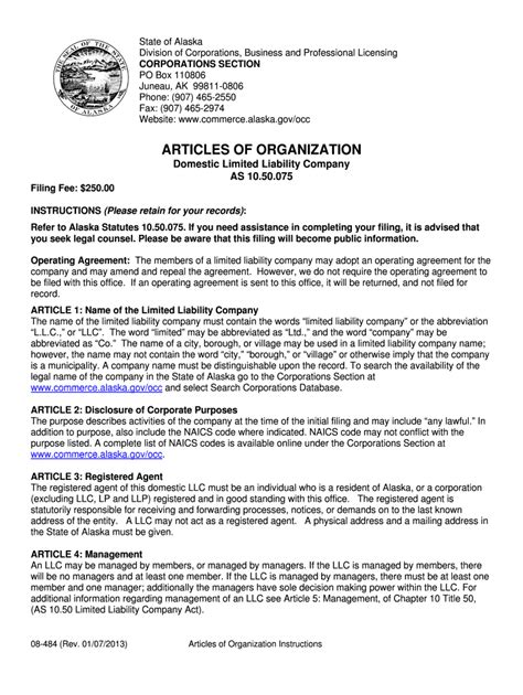 Alaska Form Dissolution Fill Out and Sign Printable PDF Template