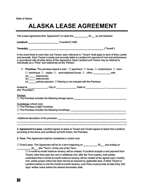 Alaska Lease Agreement Template