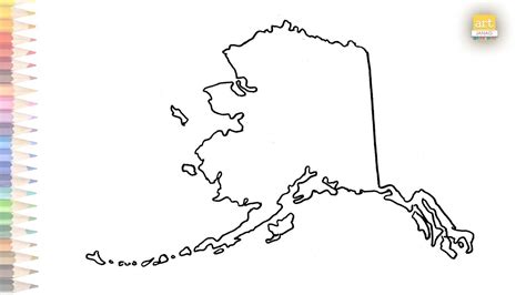 Alaska map outline How to draw Alaska map outline step by step Map