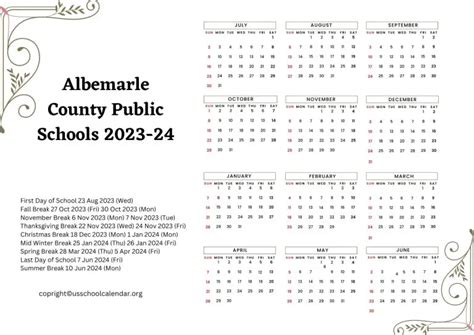 Albemarle County Calendar