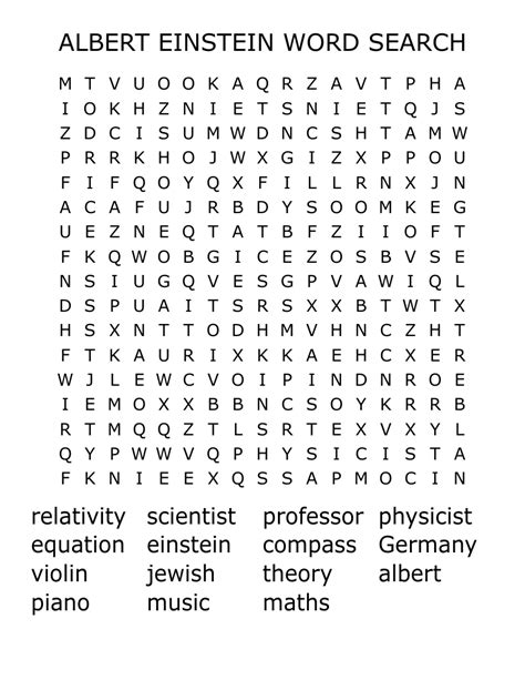 Albert Einstein Word Search WordMint