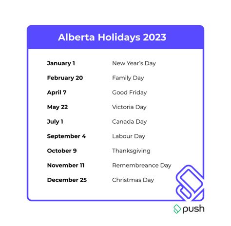 Alberta Holidays 2023