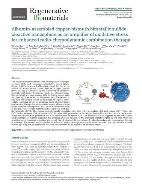 Albumin-assembled copper-bismuth bimetallic sulfide …