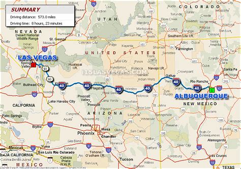 Want to plan the trip back? Get the reverse directions for a Albuquerque to Las Vegas drive in an RV, or go to the main page to plan a new road trip. You can also compare the travel time if you're flying or driving by calculating the distance from Las Vegas to Albuquerque. Or get a full Las Vegas to Albuquerque flight plan.. 