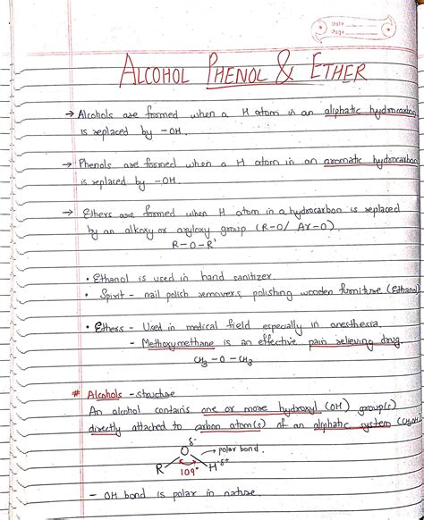 Alcohols, Phenols and Ethers - Important Notes for NEET …