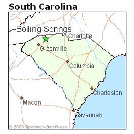Boiling Springs, SC. Do you live in Boiling Springs, South Carolina? Help us verify the data and let us know if you see any information that needs to be changed or updated.. County: Spartanburg County State: South Carolina Country: United States Latitude: 35.0465081 Longitude:-81.9817727 Time zone: US/Eastern Current time zone offset: …. 