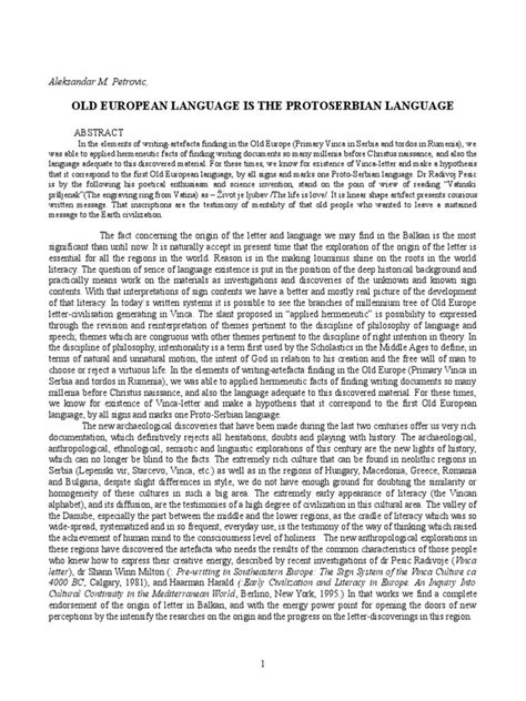 Aleksandar Petrovic Letter and Language in Neolithic Vinca