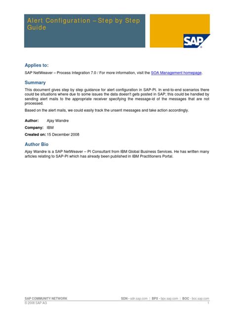 Alert Configuration Step By Step Guide SAP NetWeaver PI