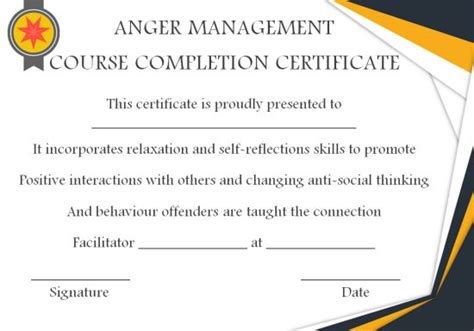 Alex Hidalgo Certificate of Completion of Anger Management