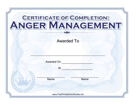 Alex Hidalgo Certificate of Completion of Anger Management