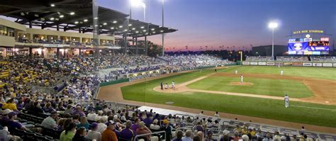 Alex Box Stadium has a capacity of 10,326 spectators with a record-breaking attendance of 12,844 screaming fans as the team took on Notre Dame on February 18, 2018. The field is made of natural grass.. 
