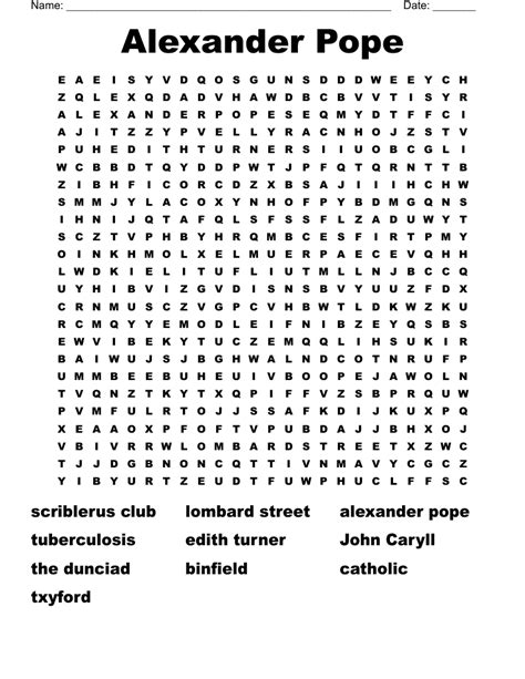 Alexander Pope Word Search WordMint