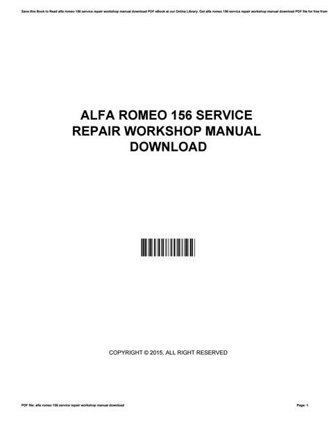 Alfa 156 20 ss service manual. - Talon lawn mower user manual model am3054.