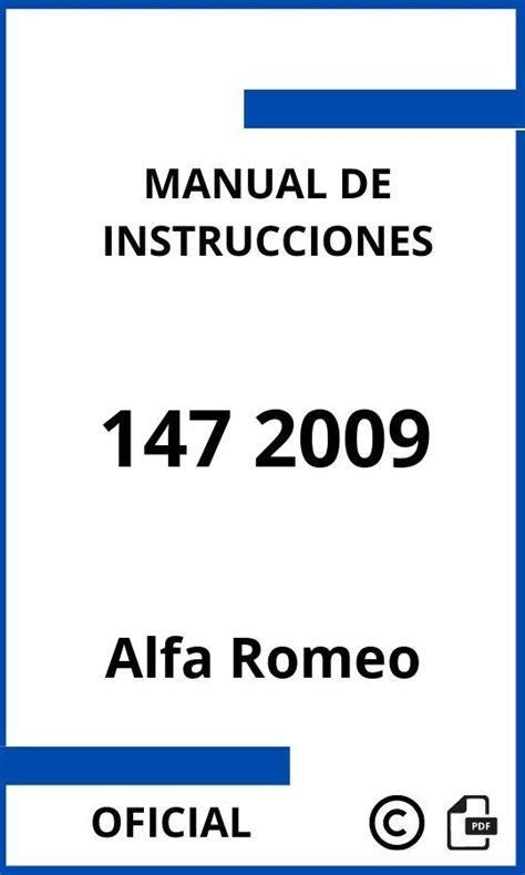 Alfa romeo 147 manual de instrucciones. - Bedienungsanleitung für ruger mark ii pistole.