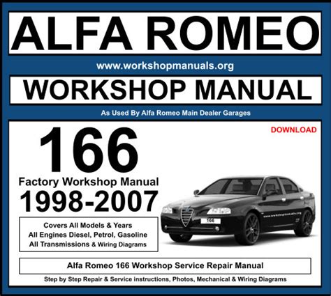 Alfa romeo 166 repair manual free download. - Alfa romeo guilietta 1800 service repair manual.