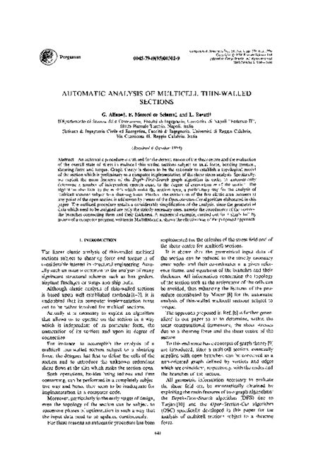 Alfano Et Al Automatic Analysis of Multicell Thin walled Sections