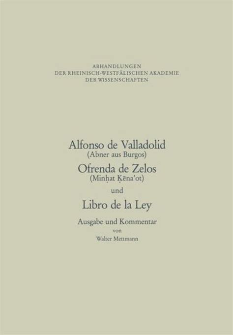Alfonso de valladolid (abner aus burgos), ofrenda de zelos (minhat kena'ot) und libro de la ley. - The complete idiots guide to self publishing by jennifer basye sander.