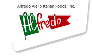 Alfredo aiello italian foods inc. Finished with an Alfredo cream sauce, this dish is sure to become one of your favorites. 24oz. entree Serves 1-2. Ziti Chicken & Broccoli quantity. Add to cart. ... you are consenting to receive marketing emails from Alfredo Aiello Italian Foods. Alfredo's Quincy. 8 Franklin St., Quincy, MA 617-770-6360 Tuesday - Saturday: 10am - 5pm (Closed ... 