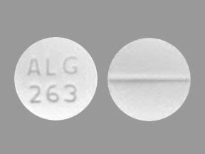 Alg 263 white round pill. Enter the imprint code that appears on the pill. Example: L484; Select the the pill color (optional). Select the shape (optional). Alternatively, search by drug name or NDC code using the fields above. Tip: Search for the imprint first, then refine by color and/or shape if you have too many results. 