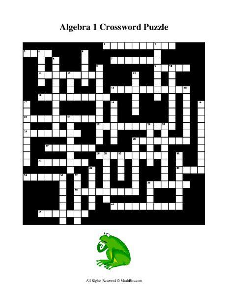 Algebra 1 Crossword Puzzle Answers