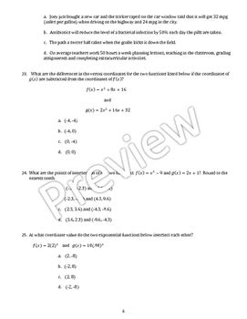 Algebra 1 EndofCourse Exam Practice Test with Solutions For