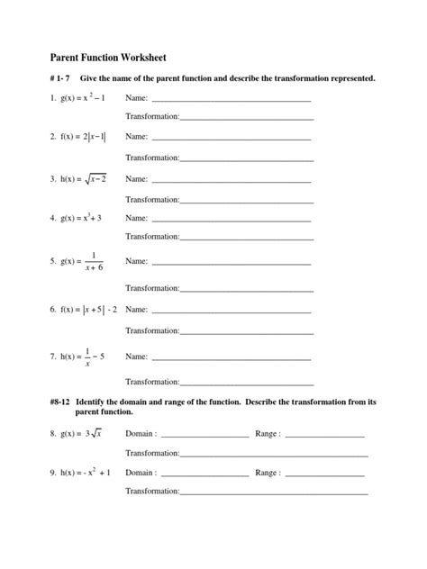 Algebra 1 parent functions worksheet.  Learn about variables, terms, & examples.  Algebra is ...