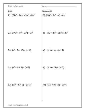 Algebra 2 Dividing Polynomials Worksheet Answers Promotiontablecovers