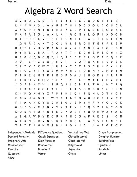 Algebra 2 Word Search Wordmint Word Search Printable