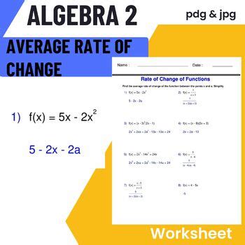 Algebra 2 average rate of change worksheet answers. pdf), Text File (. com.  The Algebr...