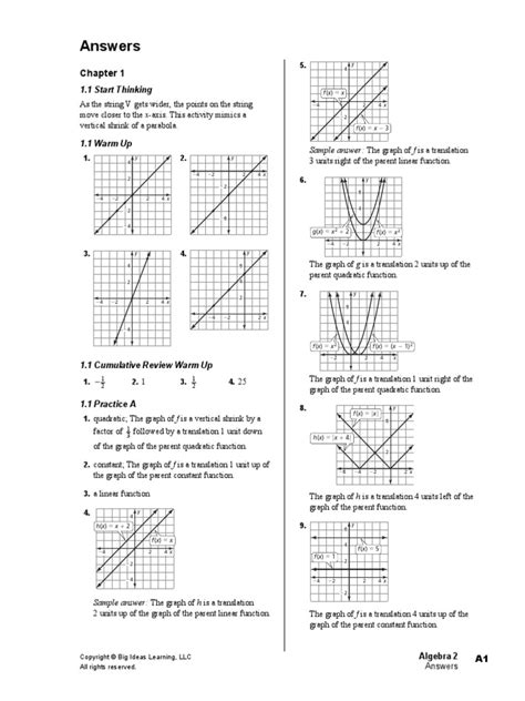 Algebra 2 big ideas answers. Big Ideas Math Book 1st Grade Answer Key Chapter 3 More Addition and Subtraction Situations As per the student’s understanding level, only these Big Ideas Math Answers Grade 1 Chapter 3 More Addition and Subtraction Situations are designed and helping them to learn all primary mathematical concepts in a simple way. 
