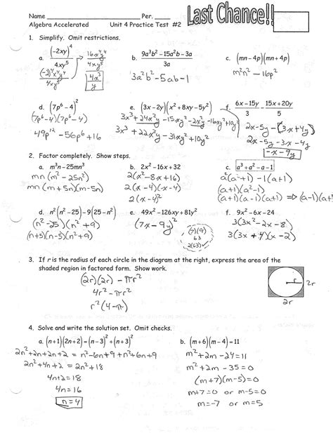 Algebra 2 unit 4 test answer key. Things To Know About Algebra 2 unit 4 test answer key. 