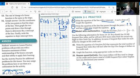 Algebra I Springboard Check Your Understanding Answers