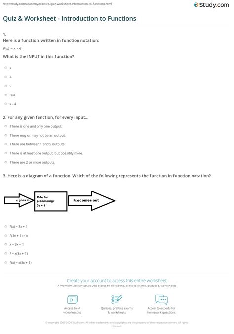 Algebra nation introduction to functions worksheet answers.  Introduction to ...