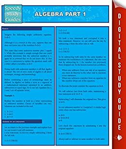 Algebra part 1 speedy study guides by speedy publishing. - Kubota l4150 traktor illustrierte master teile liste handbuch.