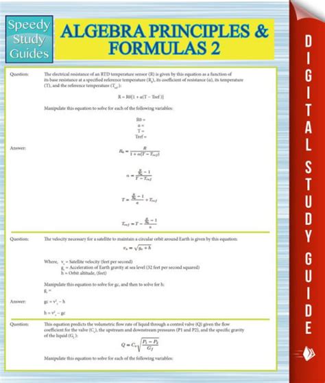 Algebra principles and formulas 2 speedy study guides speedy publishing. - The kosher companion a guide to food cooking shopping and services.