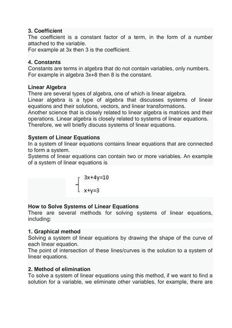 Algebra revision booklet. .  Understand Algebra with Definition, Examples, FAQs, ...