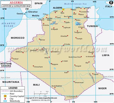 Algeria Latitude and Longitude Map - Mapsofworld