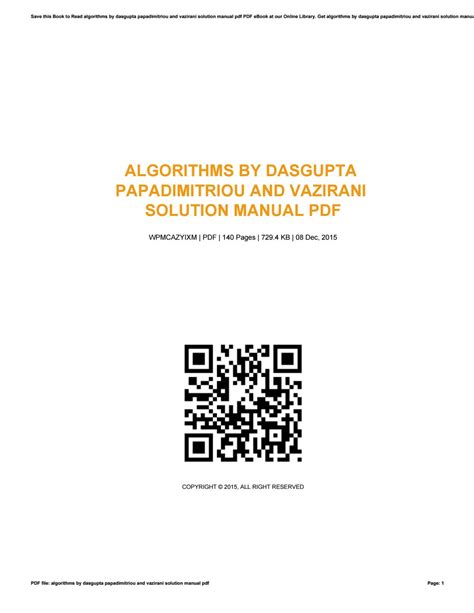 Algorithms by dasgupta papadimitriou and vazirani solution manual. - Secret agent s handbook of special devices world war ii.