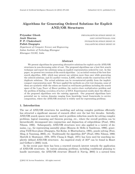 Algorithms for Generating Ordered Solutions for Explicit AND OR Structures
