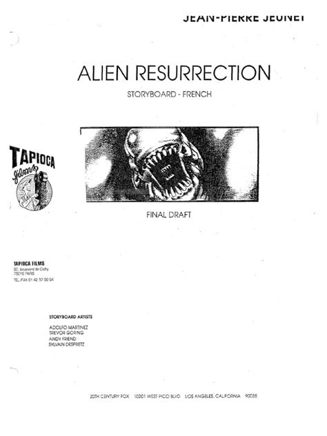 Alien Resurrection Script Storyboards