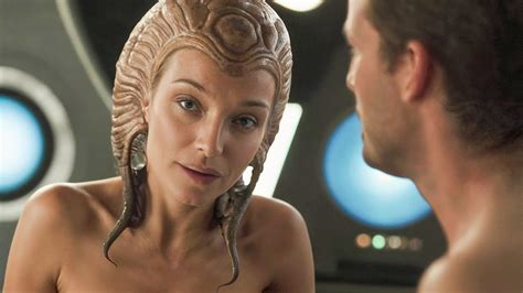 Alien has sex with girl.  She sneaks close, whispering secrets with her encha...