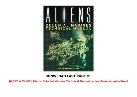 Read Aliens Colonial Marines Technical Manual By Lee Brimmicombewood