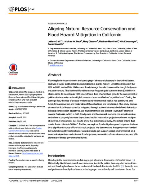 Aligning Natural Resource Conservation and Flood Hazard Mitigation in California