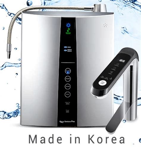Alkaline water ionizer. A water ionizer machine is an appliance that raises the pH of tap water to make it more alkaline. It uses the process of electrolysis, passing an electric current that contains ions through the water to separate it into acidic and alkaline components. 