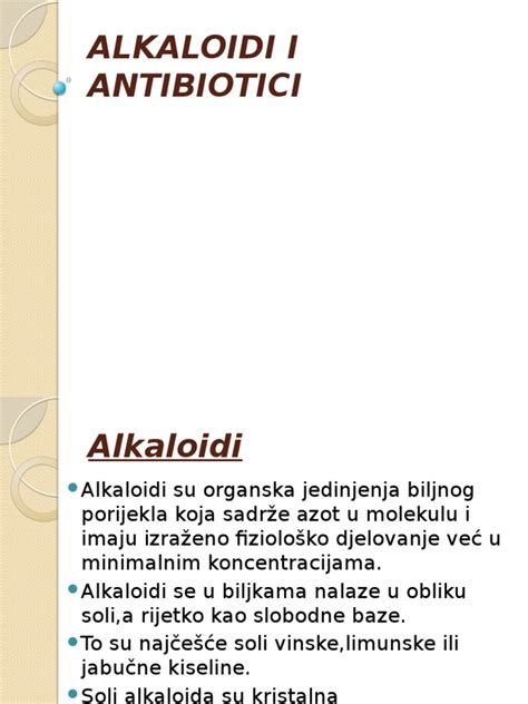 Alkaloidi i Antibiotici