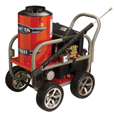 Alkota pressure washer. Simply add the proper amount of chemical to your water source. Cons – limited to tank supplied machines. A fourth option is a regular treatment of your coil with a product such as Scale Stop. Alkota provides a chemical blend that helps prevent scale and soap build up, and slows the growth of scale crystals. 