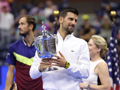 All 4 Grand Slam trophies were at the US Open when Djokovic lost to Medvedev in the 2021 final
