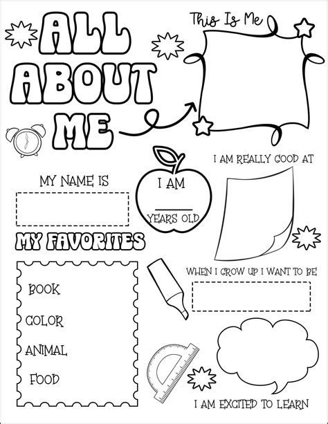 All About Me Coloring Shee