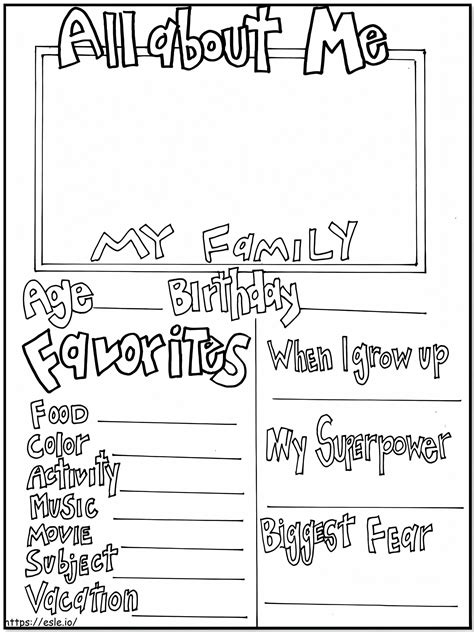 All About Me Coloring Sheets